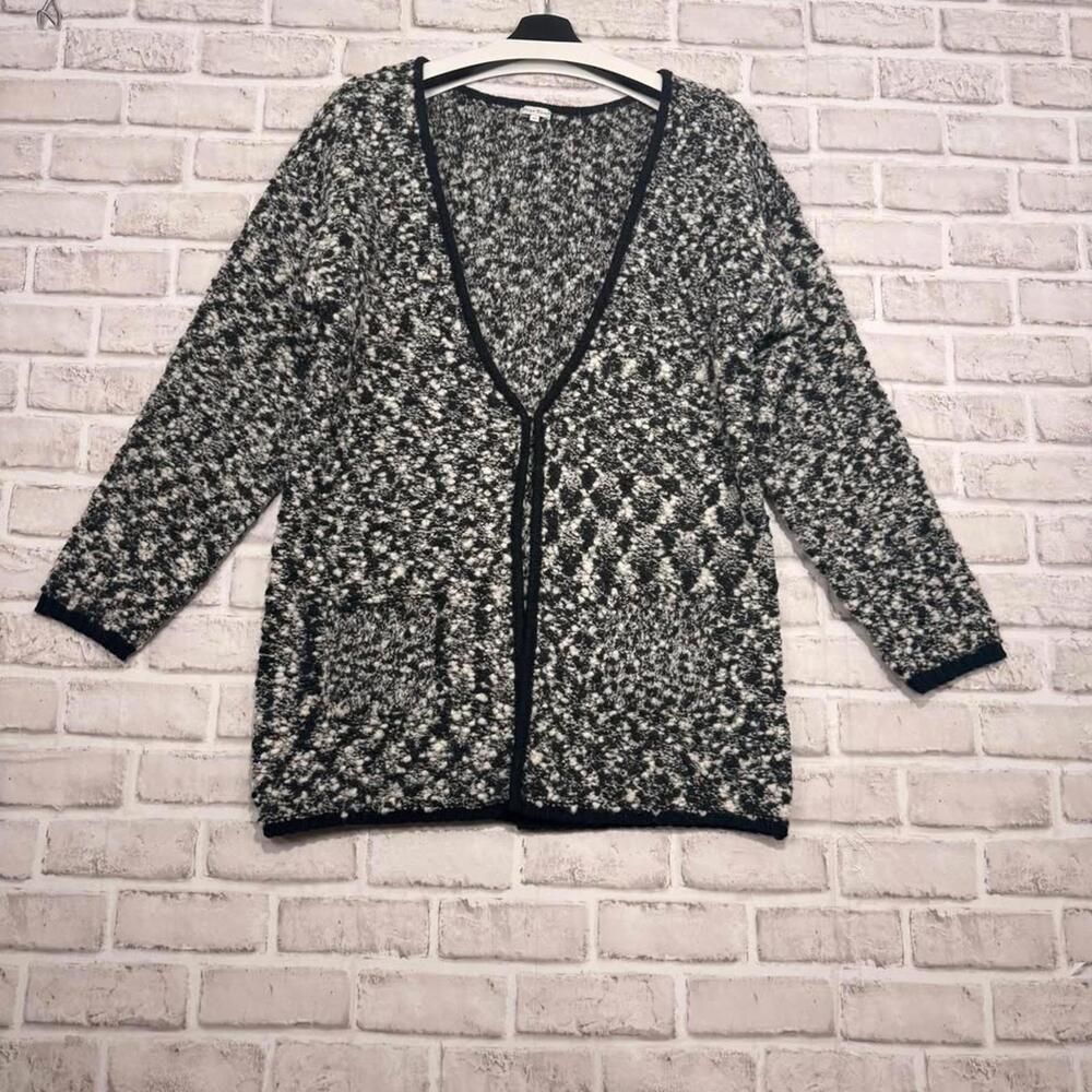 Part Two Boucle Wool Cardigan Sweater‎ White and Black Women's M